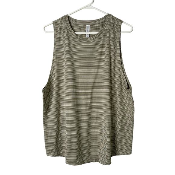 Athleta Cloudlight Striped Muscle Tank Top Green Size Large - Picture 1 of 7